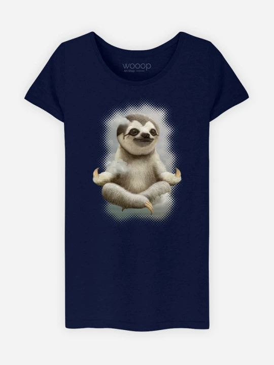 Zdjęcie produktu WOOOP Koszulka "Sloth Meditate" w kolorze granatowym rozmiar: M