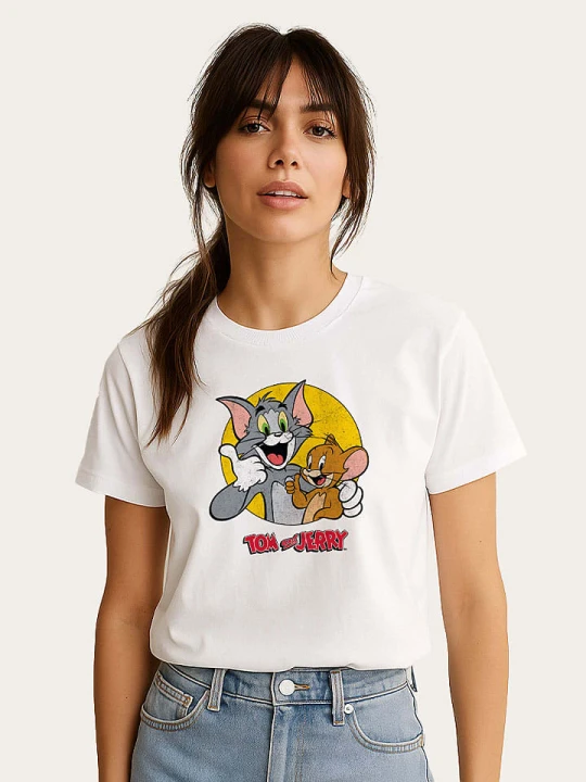 Zdjęcie produktu WOOOP Koszulka "Tom and Jerry Thumbs Up" w kolorze białym rozmiar: L