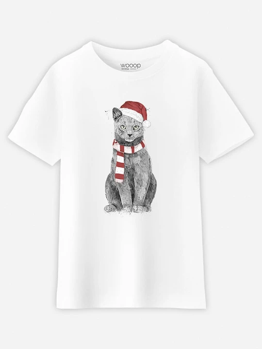Zdjęcie produktu WOOOP Koszulka "Xmas Cat" w kolorze białym rozmiar: 140