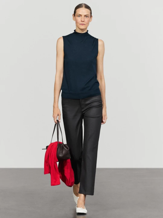 Zdjęcie produktu Woskowane Spodnie O Prostym Kroju - Czarny - Massimo Dutti - Female