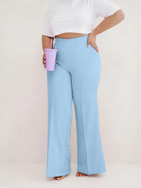 Zdjęcie produktu WP eleganckie szerokie spodnie plus size - błękitne  magmac 