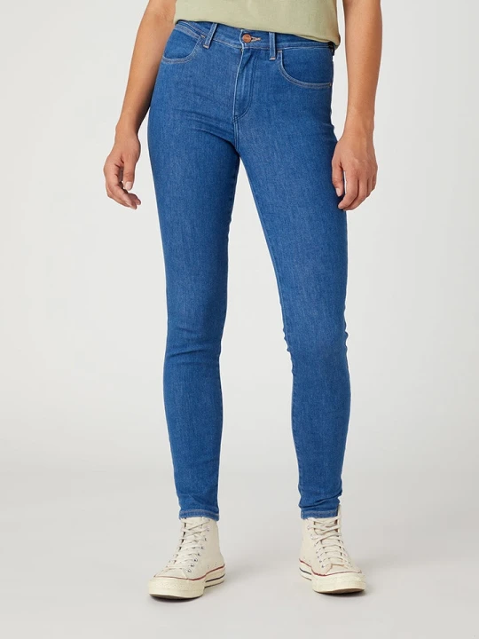 Zdjęcie produktu Wrangler Dżinsy "Eye Love You" - Skinny fit - w kolorze niebieskim rozmiar: W29 / L32