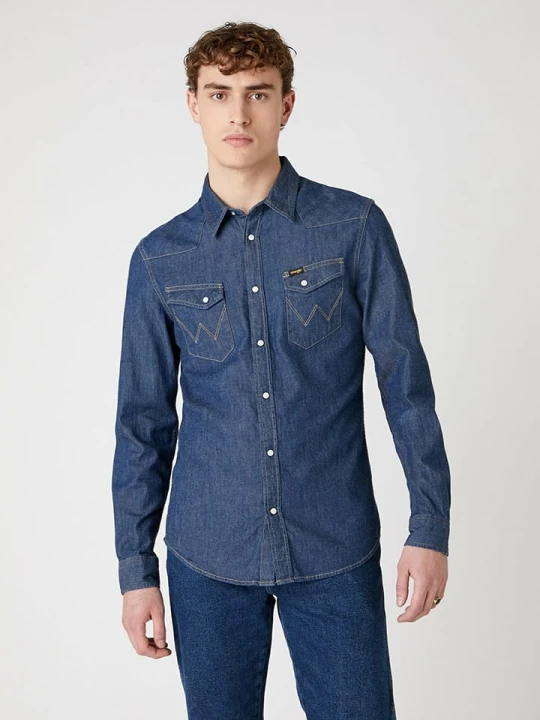 Zdjęcie produktu Wrangler Koszula dżinsowa - Regular fit - w kolorze granatowym rozmiar: L