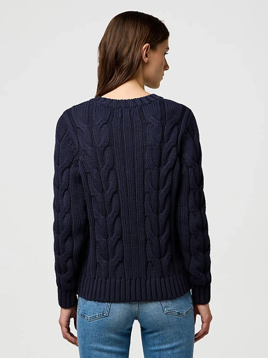 Zdjęcie produktu Wrangler Regular Cable Knit Crew Dark Navy