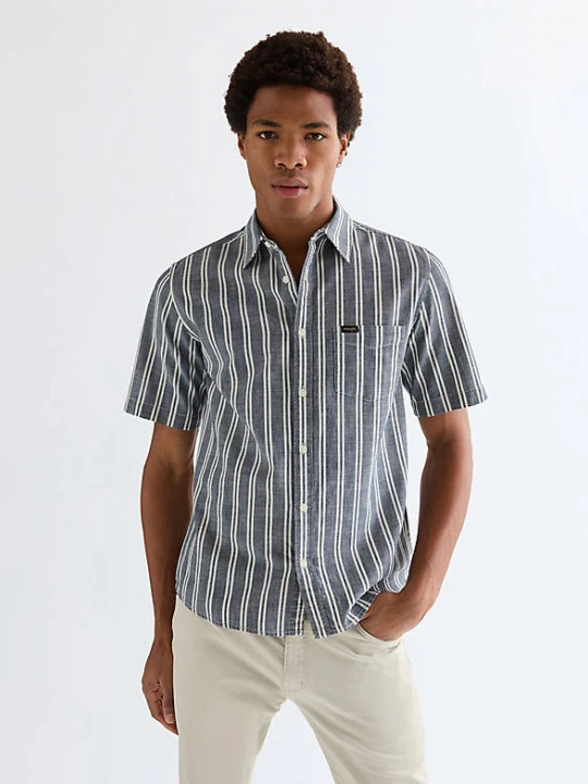 Zdjęcie produktu Wrangler Regular Short Sleeve Chambray Shirt Dark Stripe