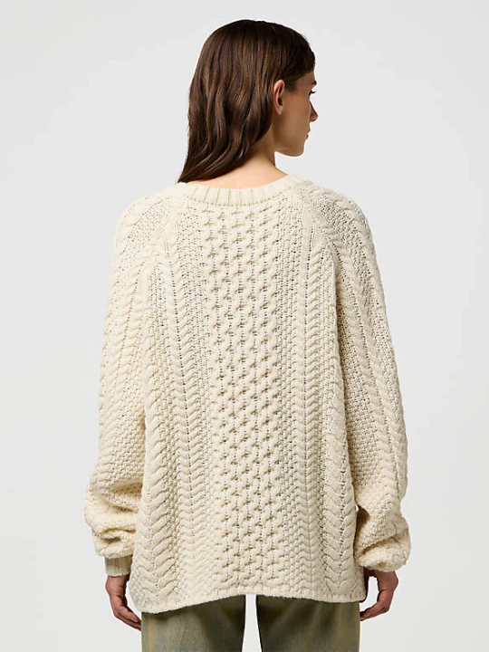 Zdjęcie produktu Wrangler Relaxed V Neck Cable Knit Ivory