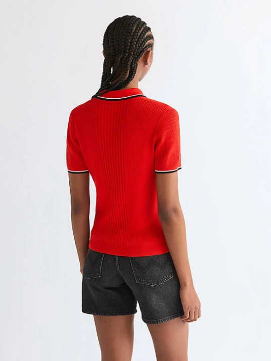 Zdjęcie produktu Wrangler Slim Quarter Zip Polo Flame Scarlet