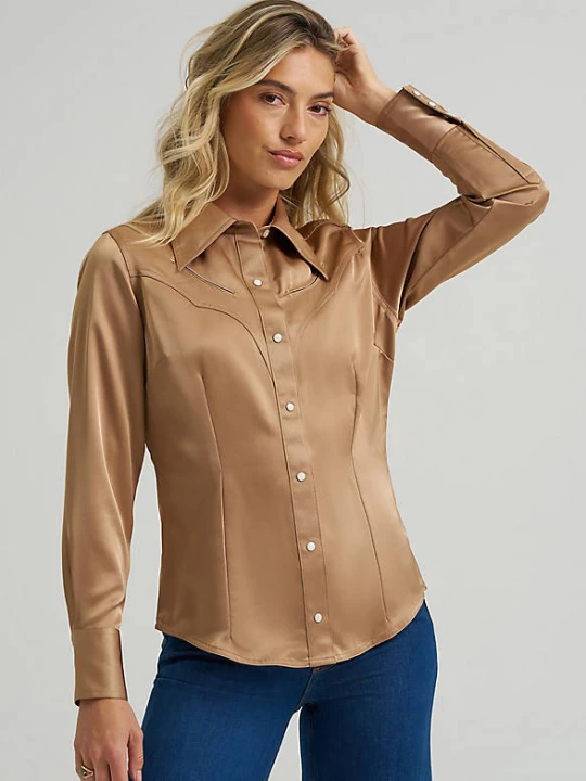 Zdjęcie produktu Wrangler Wrangler x Lainey Wilson Satin Shirt Gold