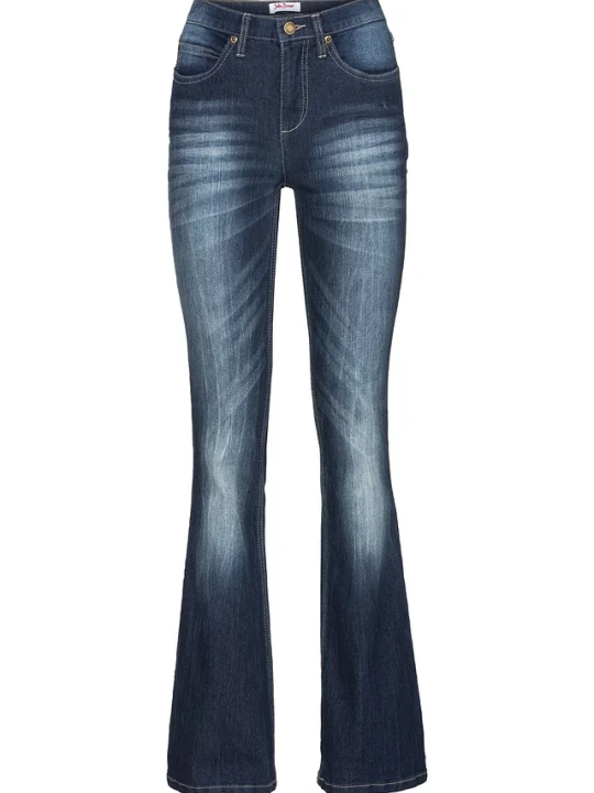 Zdjęcie produktu Wygodne dżinsy ze stretchem o kroju bootcut, high waist BonPrix niebieski