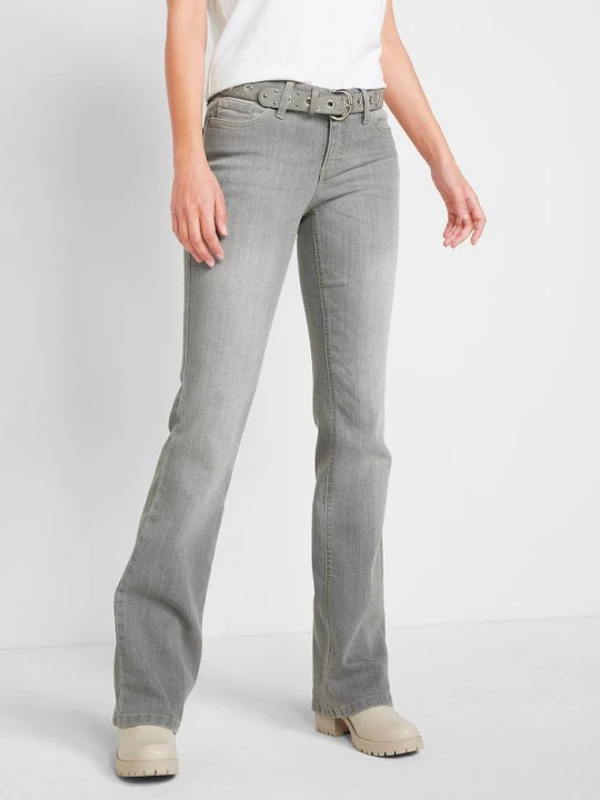 Zdjęcie produktu Wygodne dżinsy ze stretchem o kroju bootcut, mid waist BonPrix szary