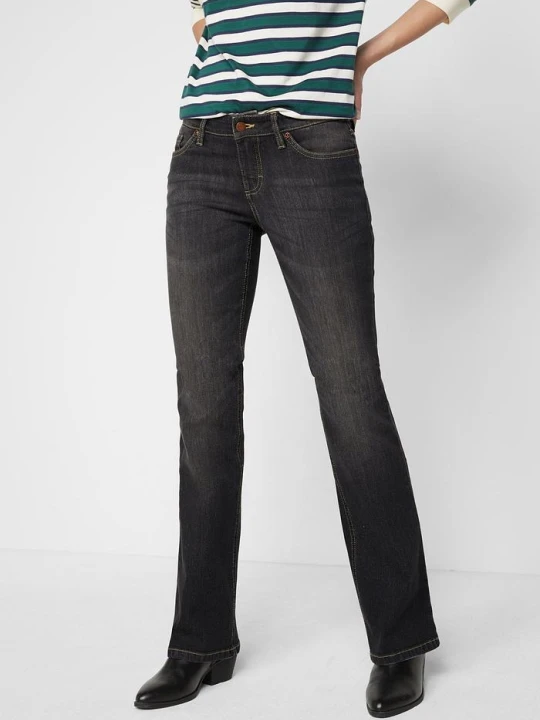 Zdjęcie produktu Wygodne dżinsy ze stretchem o kroju bootcut, mid waist BonPrix czarny