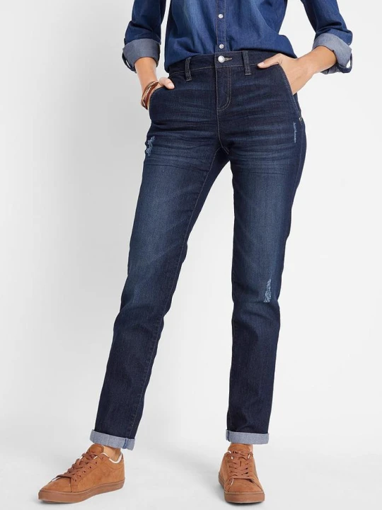 Zdjęcie produktu Wygodne jeansy ze stretchem o kroju boyfriend BonPrix niebieski