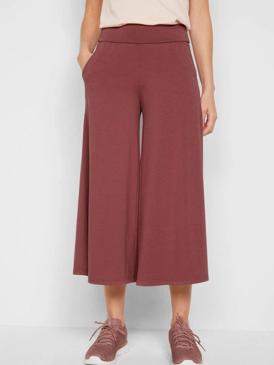 Zdjęcie produktu Wygodne spodnie culotte z szeroką nogawką BonPrix fioletowy