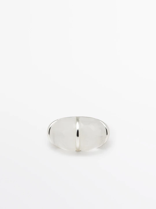 Zdjęcie produktu Wyrazisty Okrągły Pierścionek Z Kwarcem - Srebrny - Massimo Dutti - Female