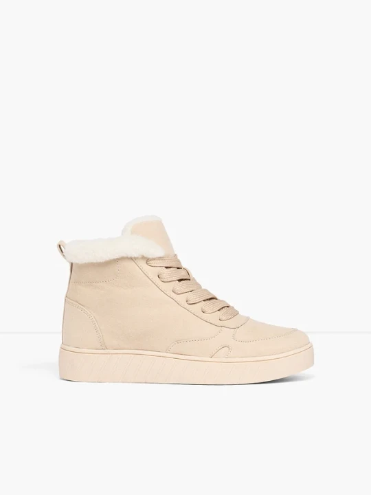 Zdjęcie produktu Wysokie, ocieplane sneakersy BonPrix beżowy