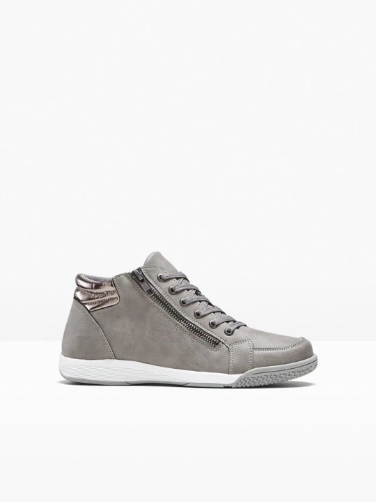 Zdjęcie produktu Wysokie sneakersy z zamkiem BonPrix szary