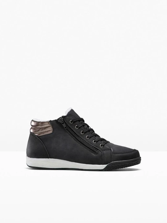 Zdjęcie produktu Wysokie sneakersy z zamkiem BonPrix czarny