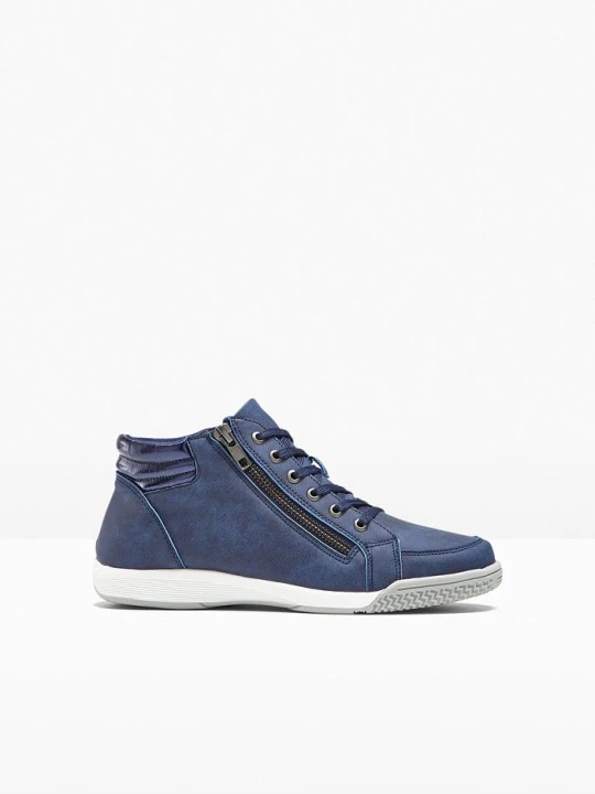 Zdjęcie produktu Wysokie sneakersy z zamkiem BonPrix niebieski