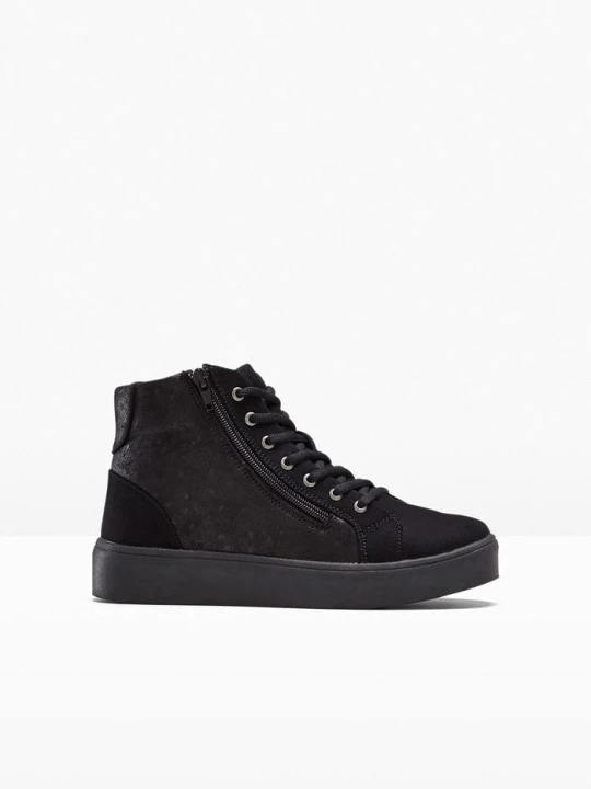 Zdjęcie produktu Wysokie sneakersy ze wzorem w kwiaty BonPrix czarny