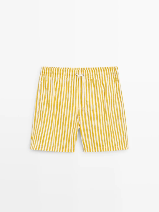 Zdjęcie produktu Wzorzyste Szorty Kąpielowe W Paski - Żółty - Massimo Dutti - Male