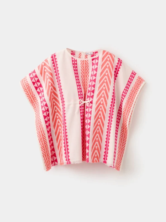 Zdjęcie produktu Wzorzysty kaftan kremowy / écru - Dzieci - MANGO KIDS beżowy