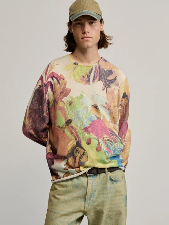 Zdjęcie produktu Wzorzysty sweter Gaugin Desigual biały