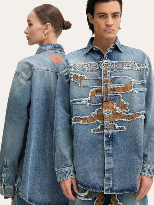 Zdjęcie produktu Y/Project koszula jeansowa EVERGREEN PARIS' BEST PATCH DENIM SHIRT niebieski