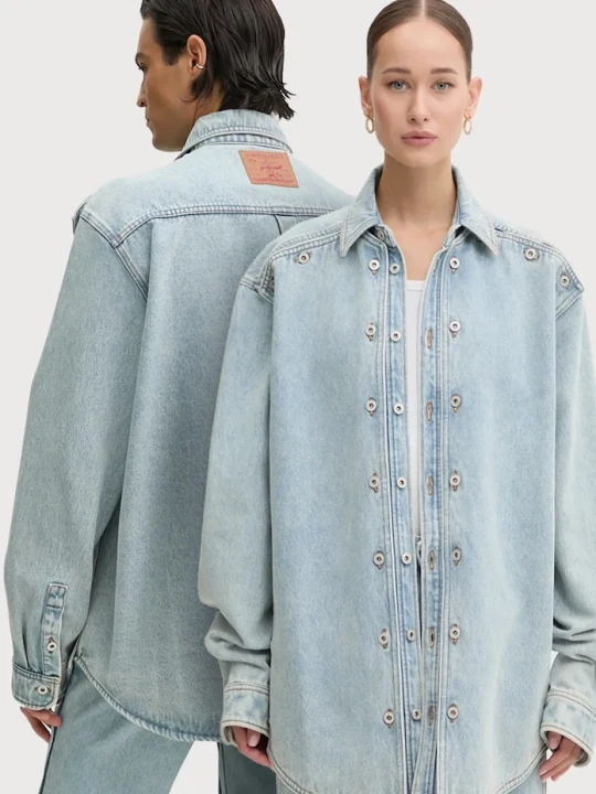 Zdjęcie produktu Y/Project kurtka jeansowa EVERGREEN SNAP OFF DENIM SHIRT niebieski