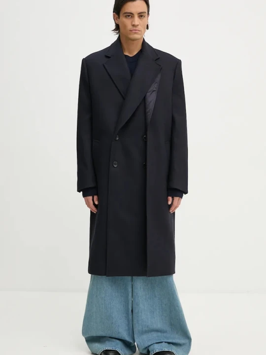 Zdjęcie produktu Y/Project płaszcz wełniany DOUBLE FRONT COAT granatowy