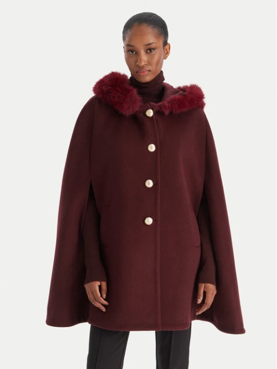 Zdjęcie produktu YES LONDON Płaszcz wełniany CD1223ECO Bordowy Regular Fit