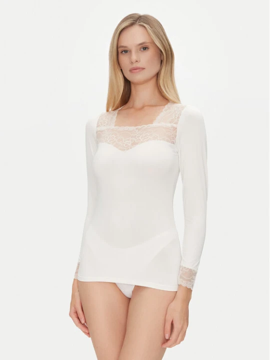 Zdjęcie produktu Ysabel Mora Bluzka piżamowa 19049 Kremowy Slim Fit