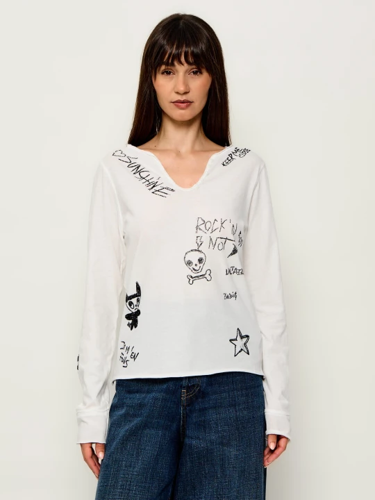 Zdjęcie produktu Zadig&Voltaire Bluzka Happy Henley | Regular Fit biały