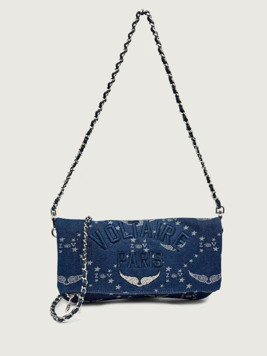Zdjęcie produktu Zadig&Voltaire Jeansowa torebka na ramię ROCK DENIM MONOGRAM granatowy