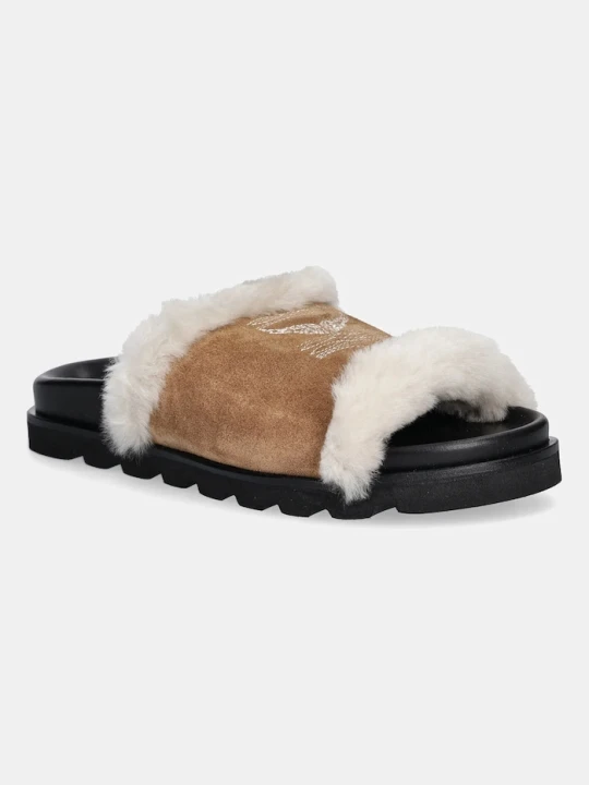 Zdjęcie produktu ZADIG&VOLTAIRE klapki zamszowe Teddy brązowy