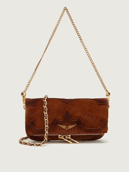 Zdjęcie produktu Zadig&Voltaire Kopertówka Rock Mini | zamsz koniakowy