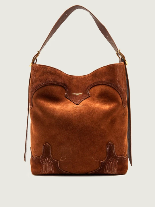 Zdjęcie produktu Zadig&Voltaire Shopperka Jane Western | zamsz brązowy