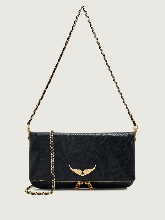Zdjęcie produktu Zadig&Voltaire Skórzana kopertówka Rock Soft Wild czarny