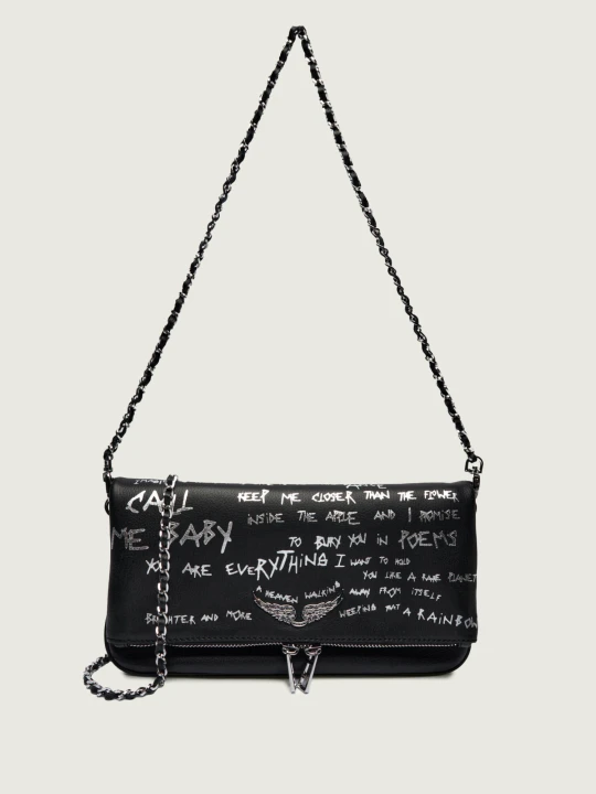 Zdjęcie produktu Zadig&Voltaire Skórzana torebka na ramię ROCK GRAFFITI czarny