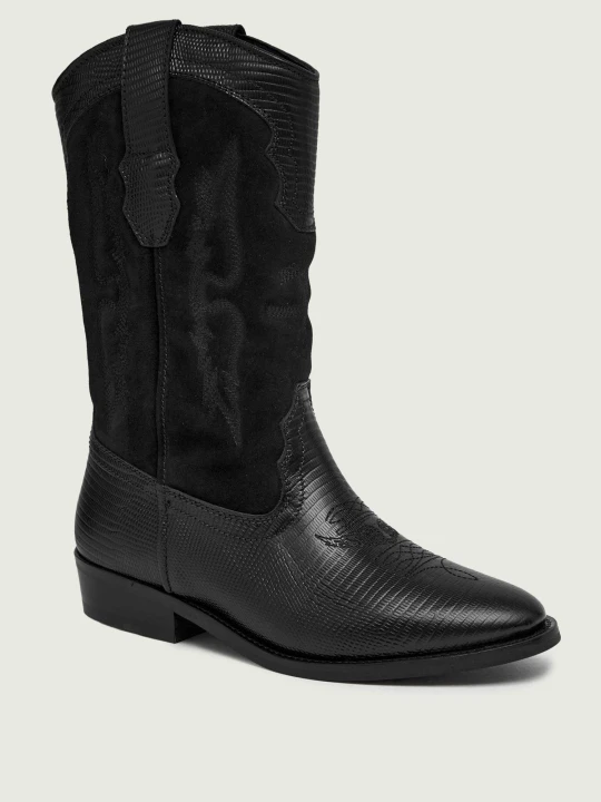 Zdjęcie produktu Zadig&Voltaire Skórzane kowbojki Western Wild | zamsz czarny