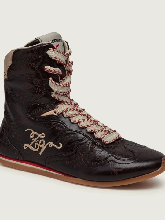Zdjęcie produktu Zadig&Voltaire Skórzane sneakersy Dance Vintage Laser brązowy