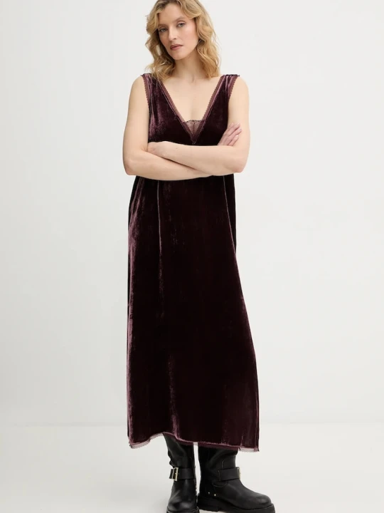 Zdjęcie produktu ZADIG&VOLTAIRE sukienka welurowa bordowy
