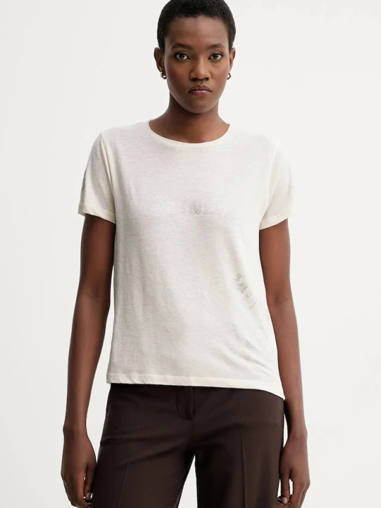 Zdjęcie produktu ZADIG&VOLTAIRE t-shirt z domieszką lnu beżowy