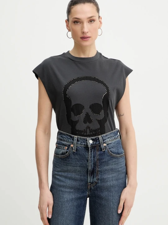 Zdjęcie produktu ZADIG&VOLTAIRE top bawełniany szary