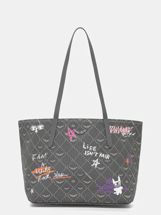 Zdjęcie produktu Zadig&Voltaire torebka shopper damska z imitacji skóry Z SHOPPER MONOGRAM TAG szary