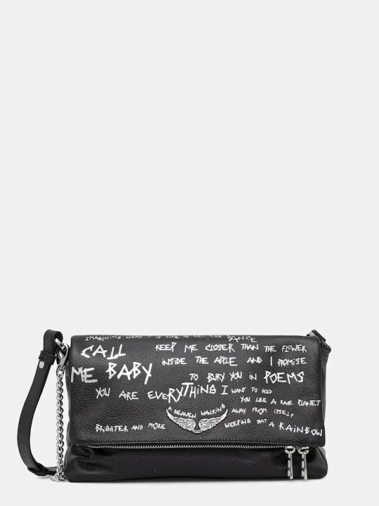 Zdjęcie produktu ZADIG&VOLTAIRE torebka skórzana ROCKY II GRAFFITI czarny