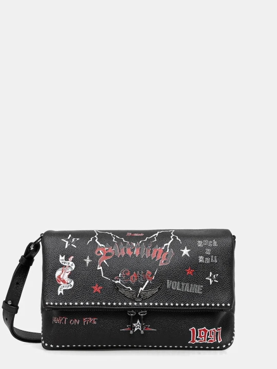 Zdjęcie produktu ZADIG&VOLTAIRE torebka skórzana ROCKY II GRAINED LEATHER PUNK czarny