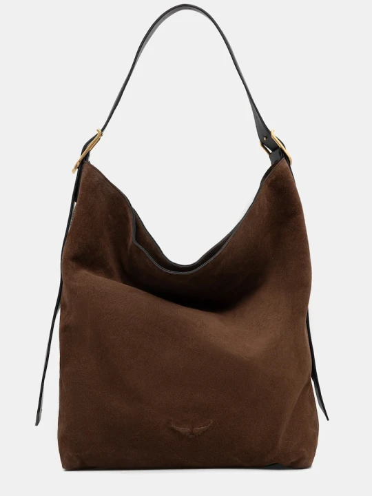 Zdjęcie produktu ZADIG&VOLTAIRE torebka zamszowa JANE HOBO XL SUEDE brązowy