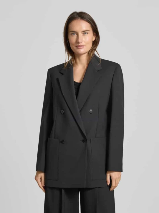 Zdjęcie produktu Długi blezer w kroju loose fit z dodatkiem żywej wełny Model 'VELOCE' Weekend Max Mara Czarny