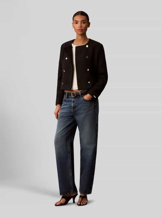 Zdjęcie produktu Żakiet krótki o kroju regular fit z dodatkiem wełny Calvin Klein Czarny