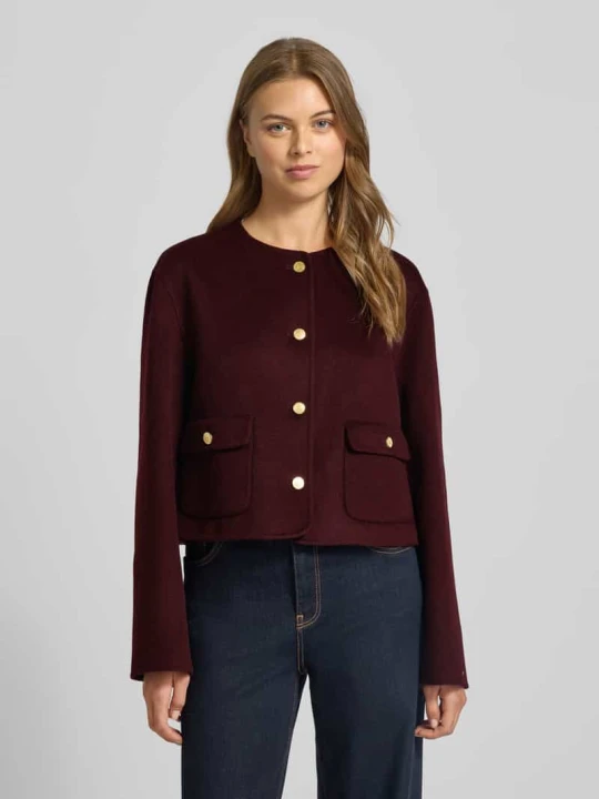 Zdjęcie produktu Żakiet krótki o kroju regular fit z mieszanki wełny Tommy Hilfiger Bordowy